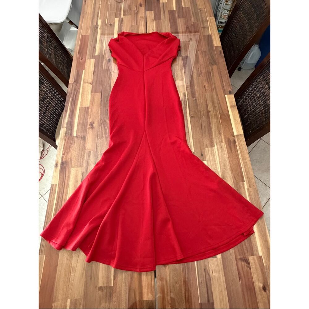 TikTok Shop Red Sleeveless Off Shoulder Bodycon Long Formal Party Evening Dress - Picture 9 of 12